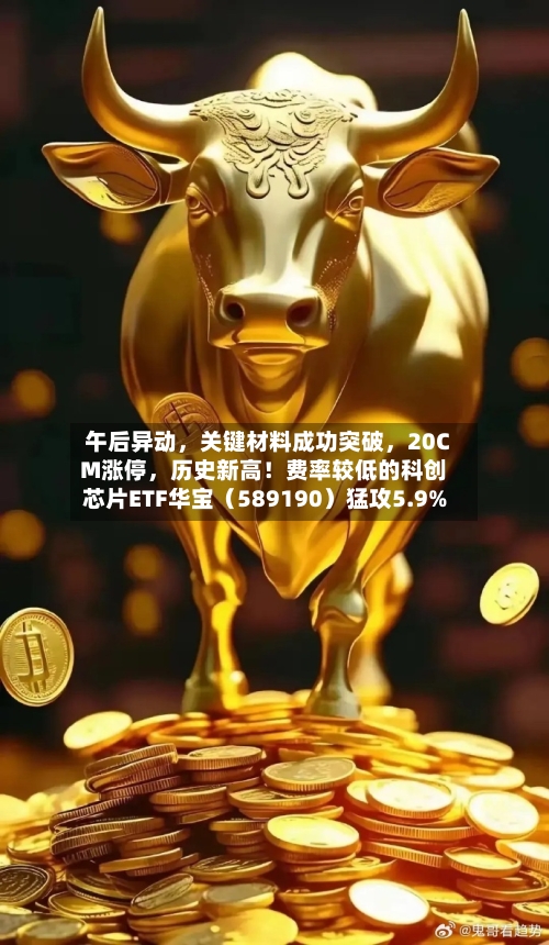 午后异动	，关键材料成功突破，20CM涨停，历史新高！费率较低的科创芯片ETF华宝（589190）猛攻5.9%-第2张图片