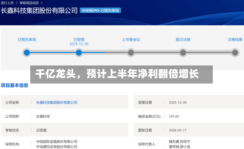 千亿龙头，预计上半年净利翻倍增长-第2张图片